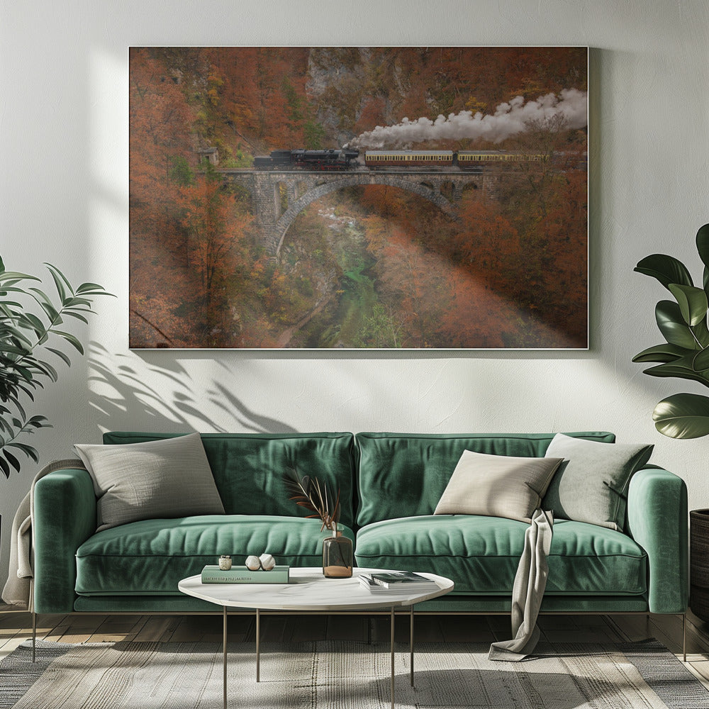 Wall art Museum train-20X16inches-In White Floating Frame