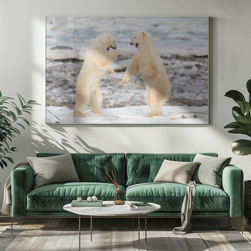 Wall art Fight !-20X16inches-In White Floating Frame