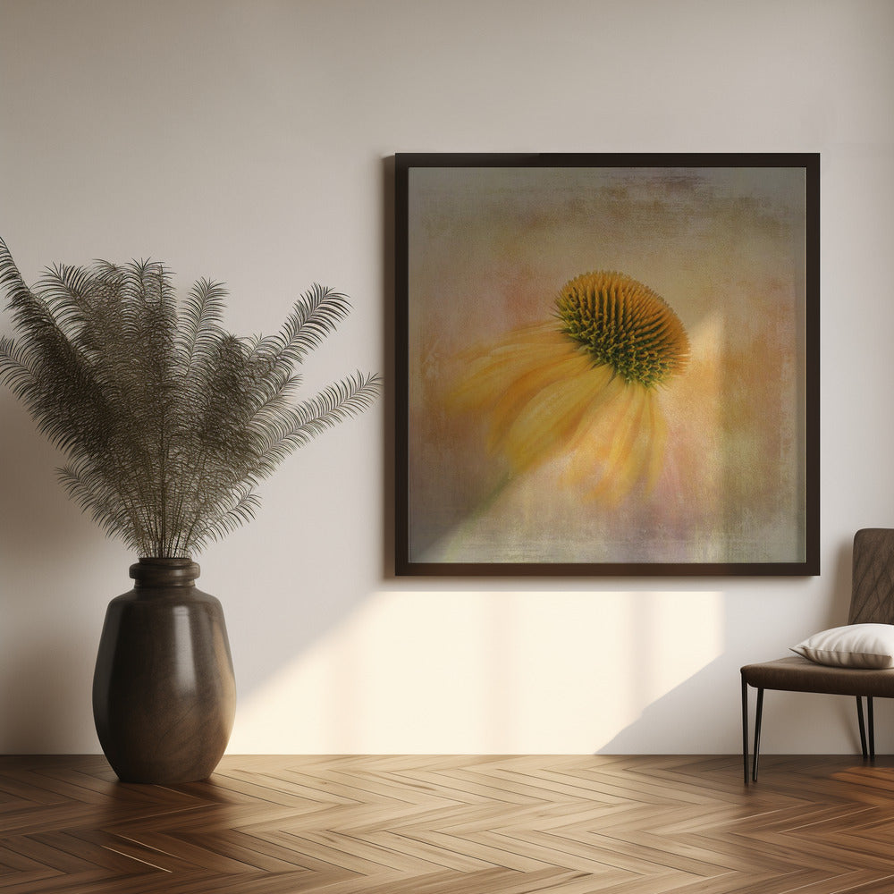 Echinacea in Yellow Wall Artwork 0