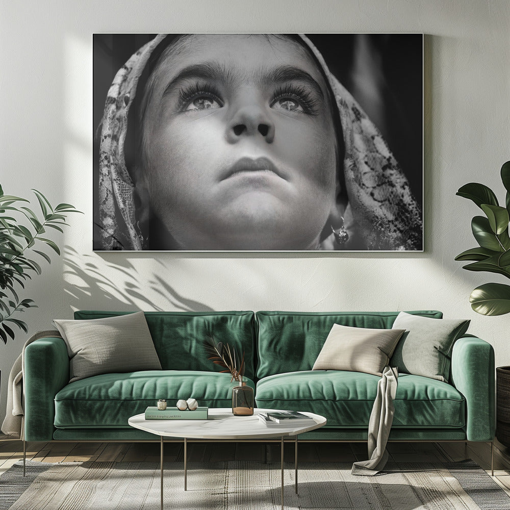 Artwork- Girl with Sardinian traditional veil-34" x 22" Metalinches-Metal