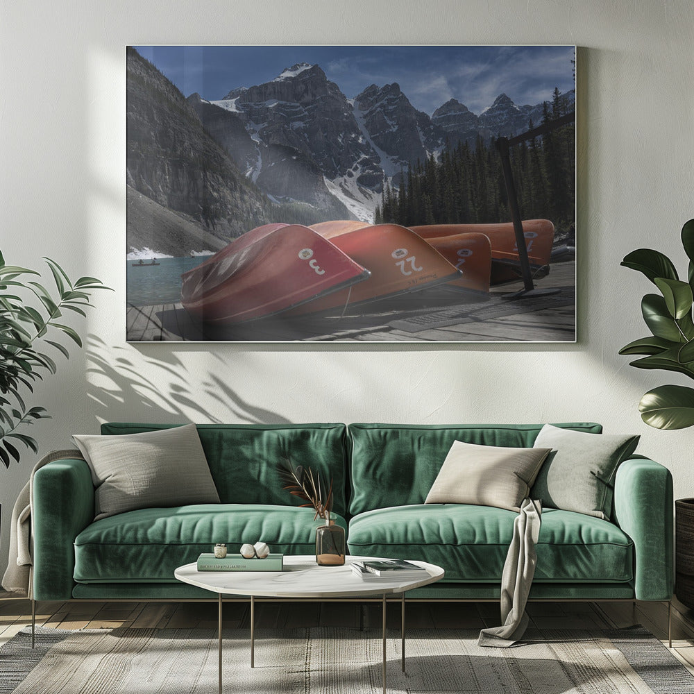 Wall art Four peaks-20X16inches-In White Floating Frame