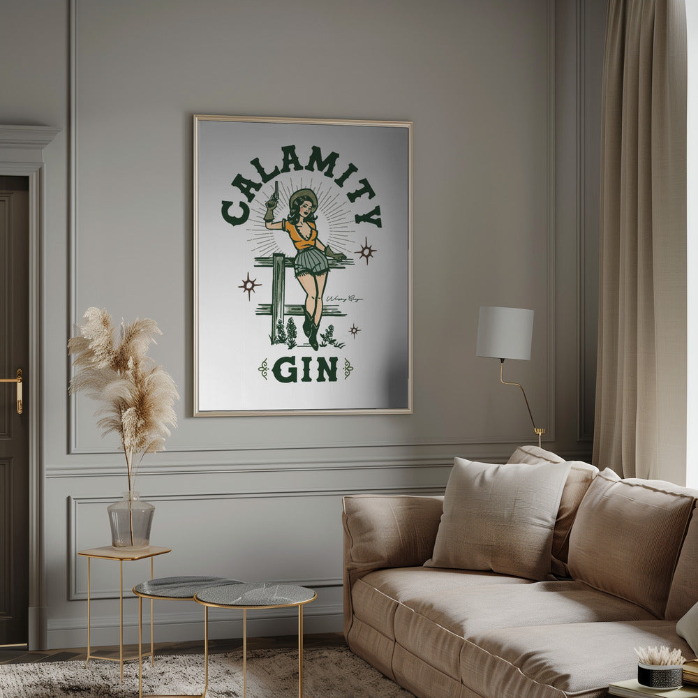 Calamity Gin Funny Retro Western Cowgirl Art Wall Artwork 0