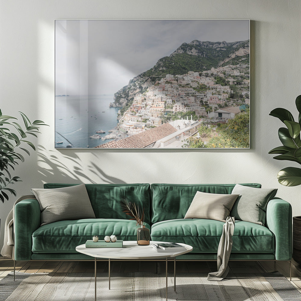 Artwork Positano at the Amalfi Coast20X16inches- White Frame