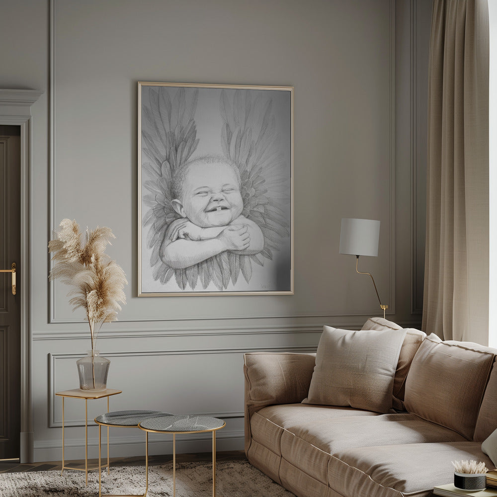 canvas prints Joyful Baby With Angelic Wingsinches-