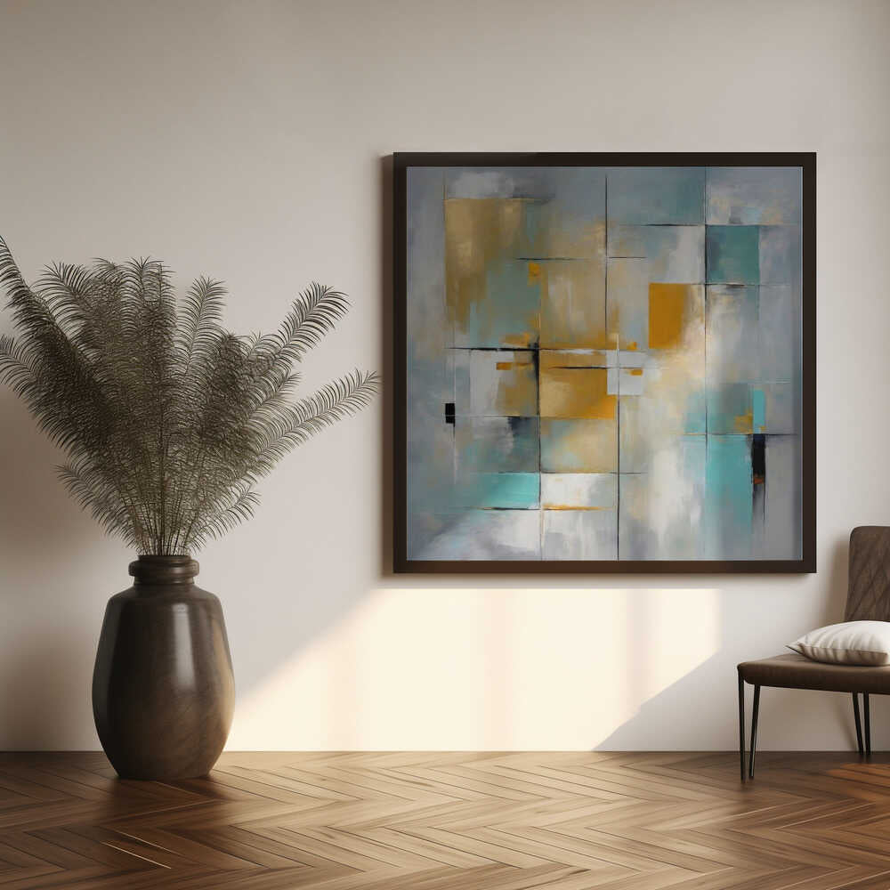 Wall art Golden Grids Abstract