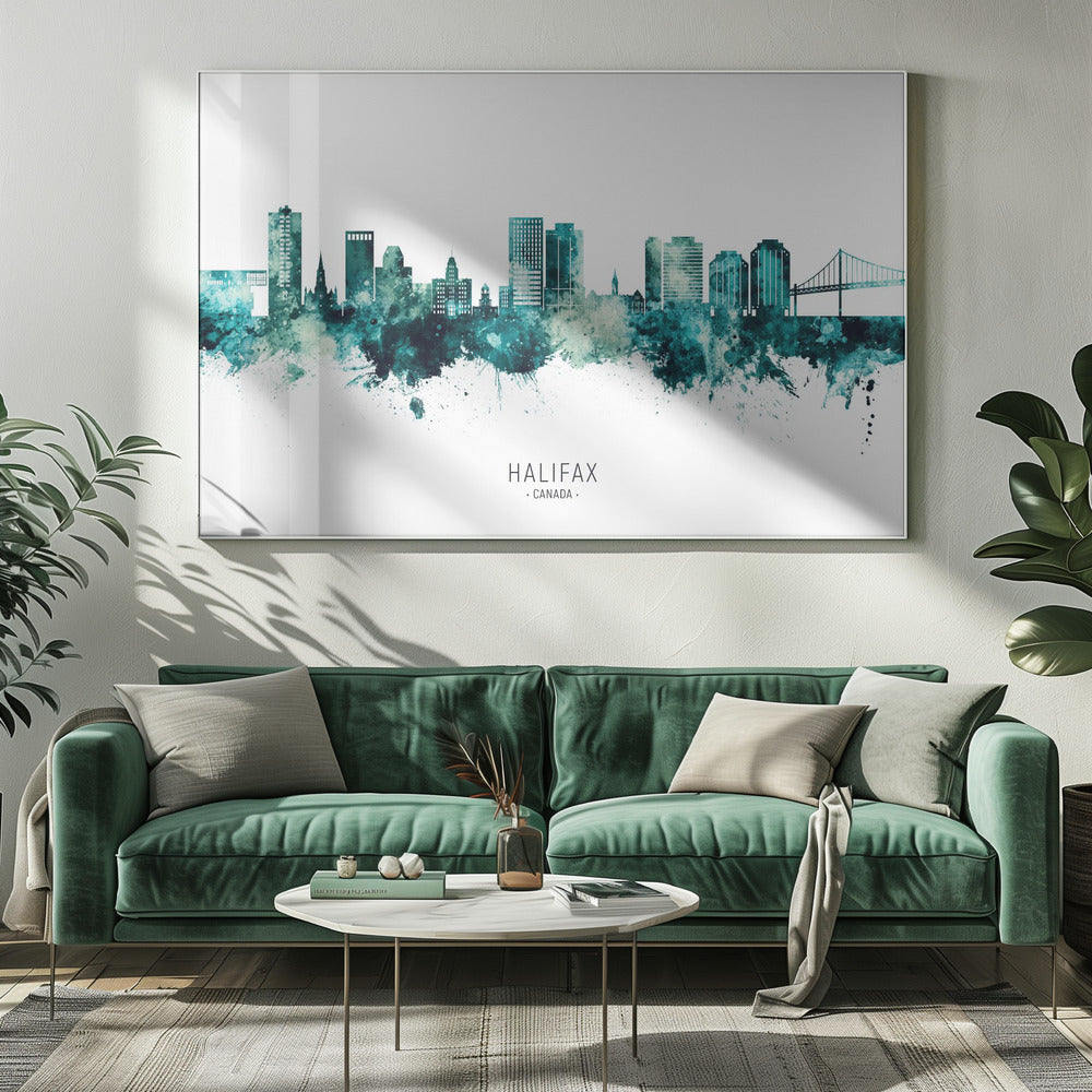 Wall art Halifax Canada Skyline-20X16inches-In White Floating Frame