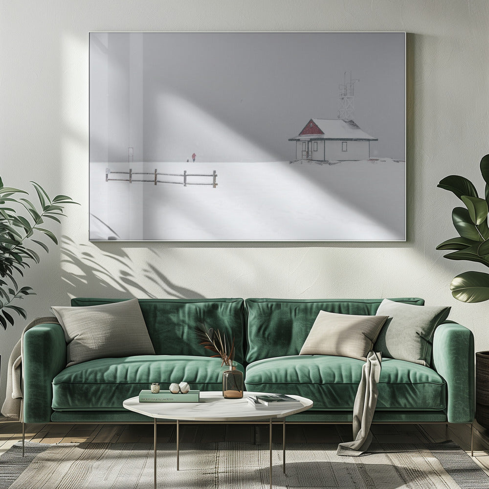 Guild House on the beach I-Wall Art In White Floating Frame-20X16inches