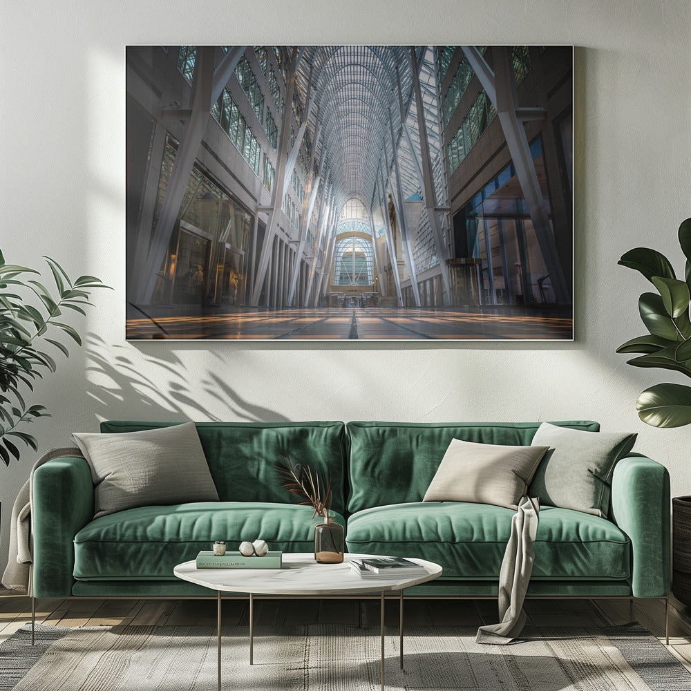 Wall art Brookfield Place, a poetic hymn of light & symmetry-20X16inches-In White Floating Frame