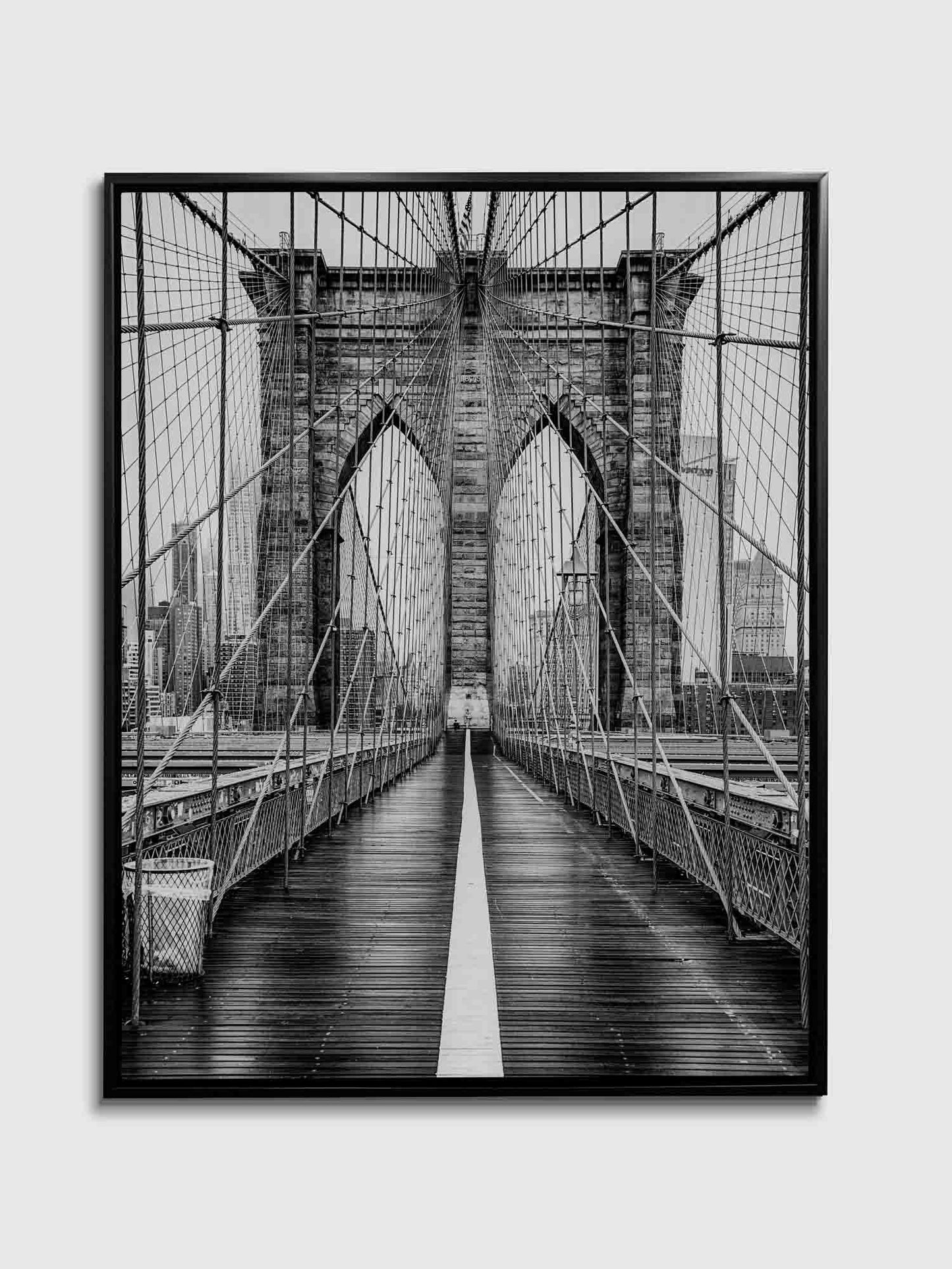 Brooklyn Bridge in Black & White-Skyline Wall decor- Silver varnish