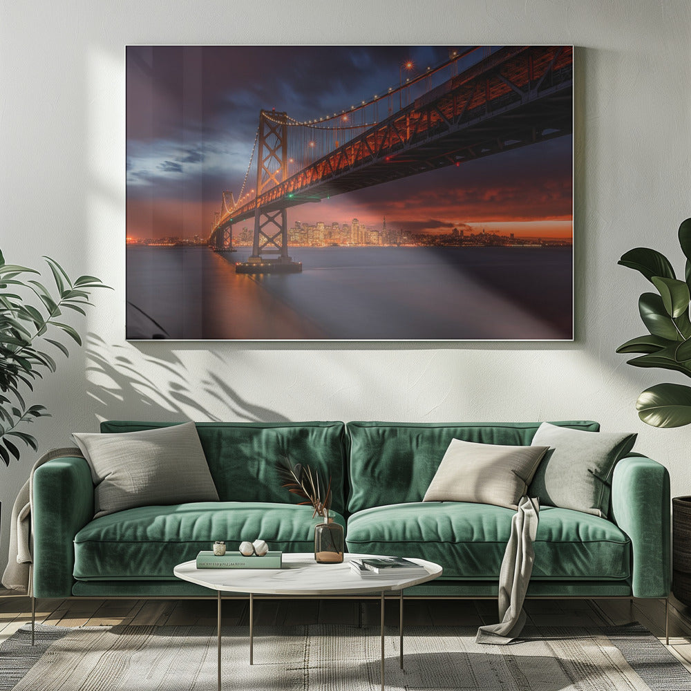 Artwork Fire over San Francisco20X16inches- White Frame
