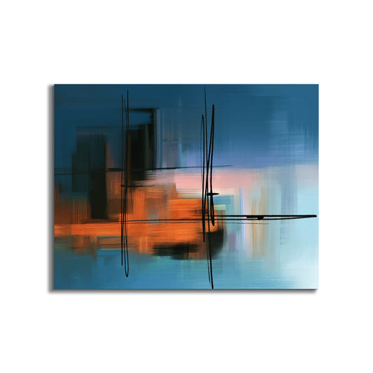 Wall Art-Hues of Blue Abstract- Fine Art Canvas - RGB varnish #4836-105