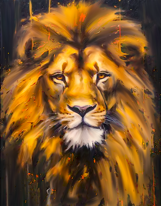 Canvas Lion Head - Wildlife Wall Art - Gold  Glitter