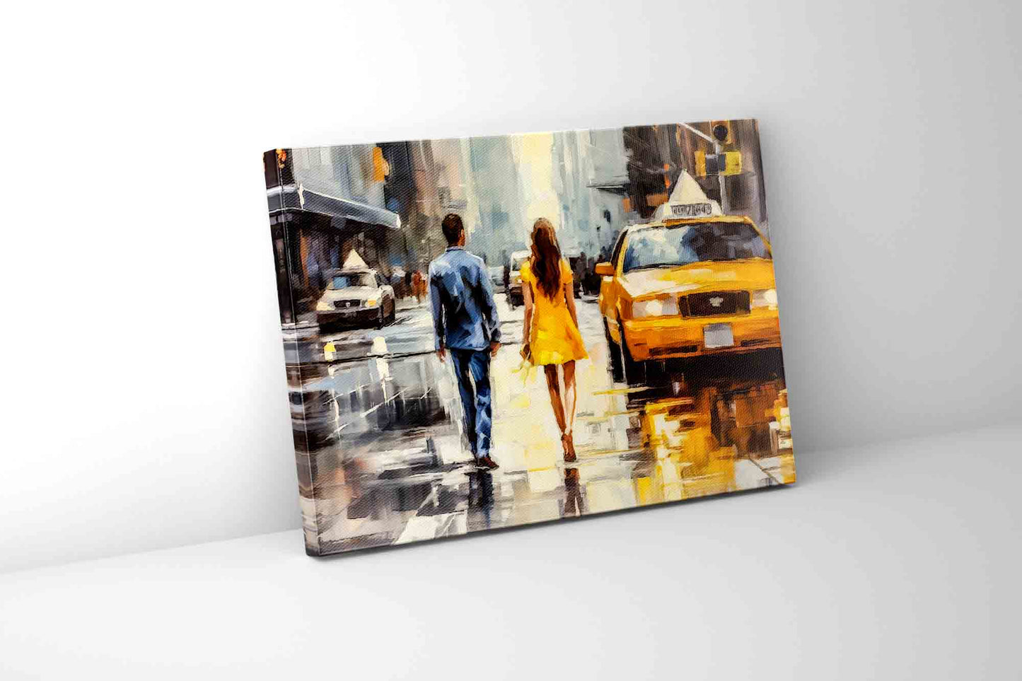Couple in NY-Vintage Downtown New York-Canvas Print-Wall Art