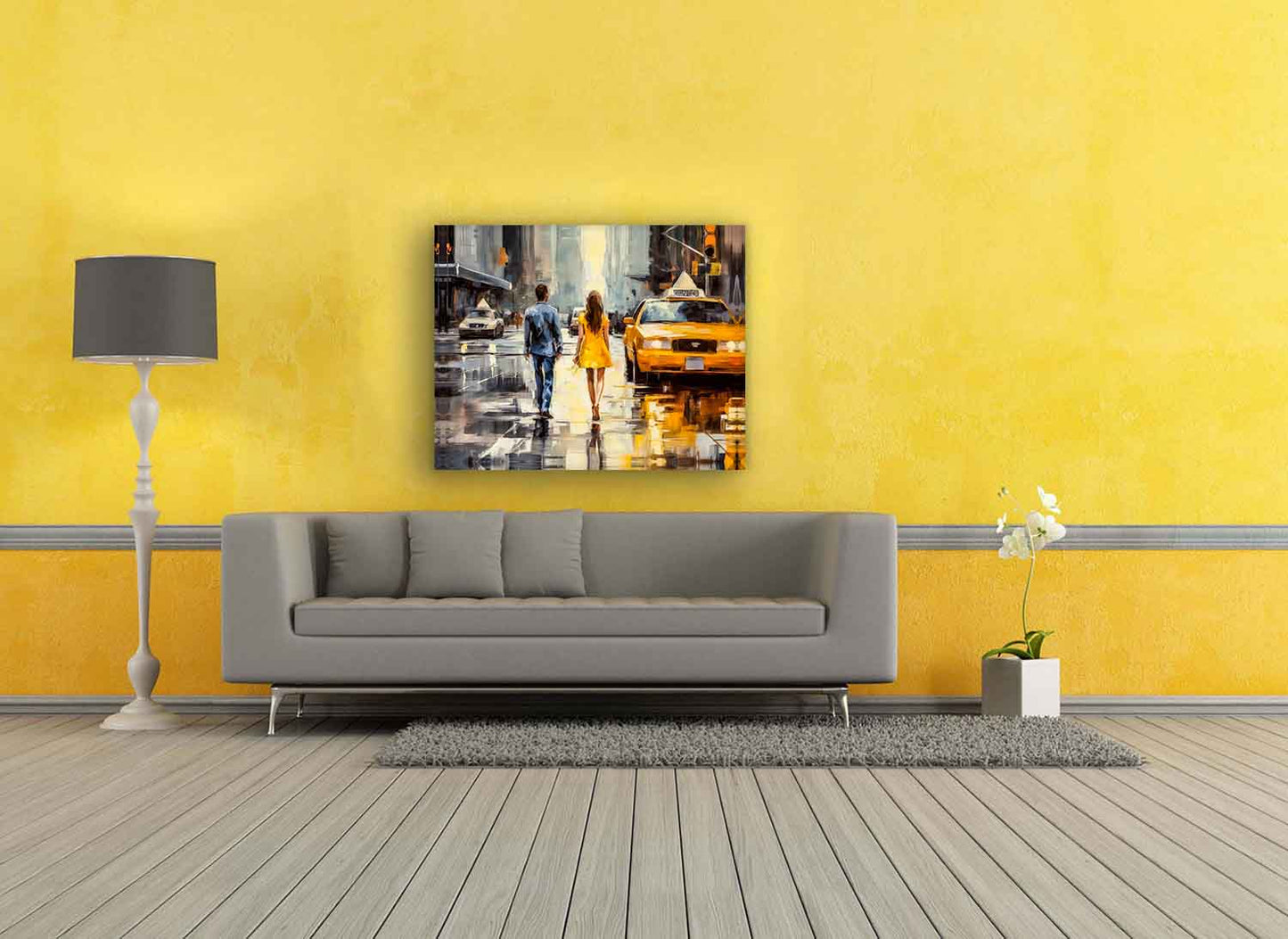 Couple in NY-Vintage Downtown New York-Canvas Print-Wall Art
