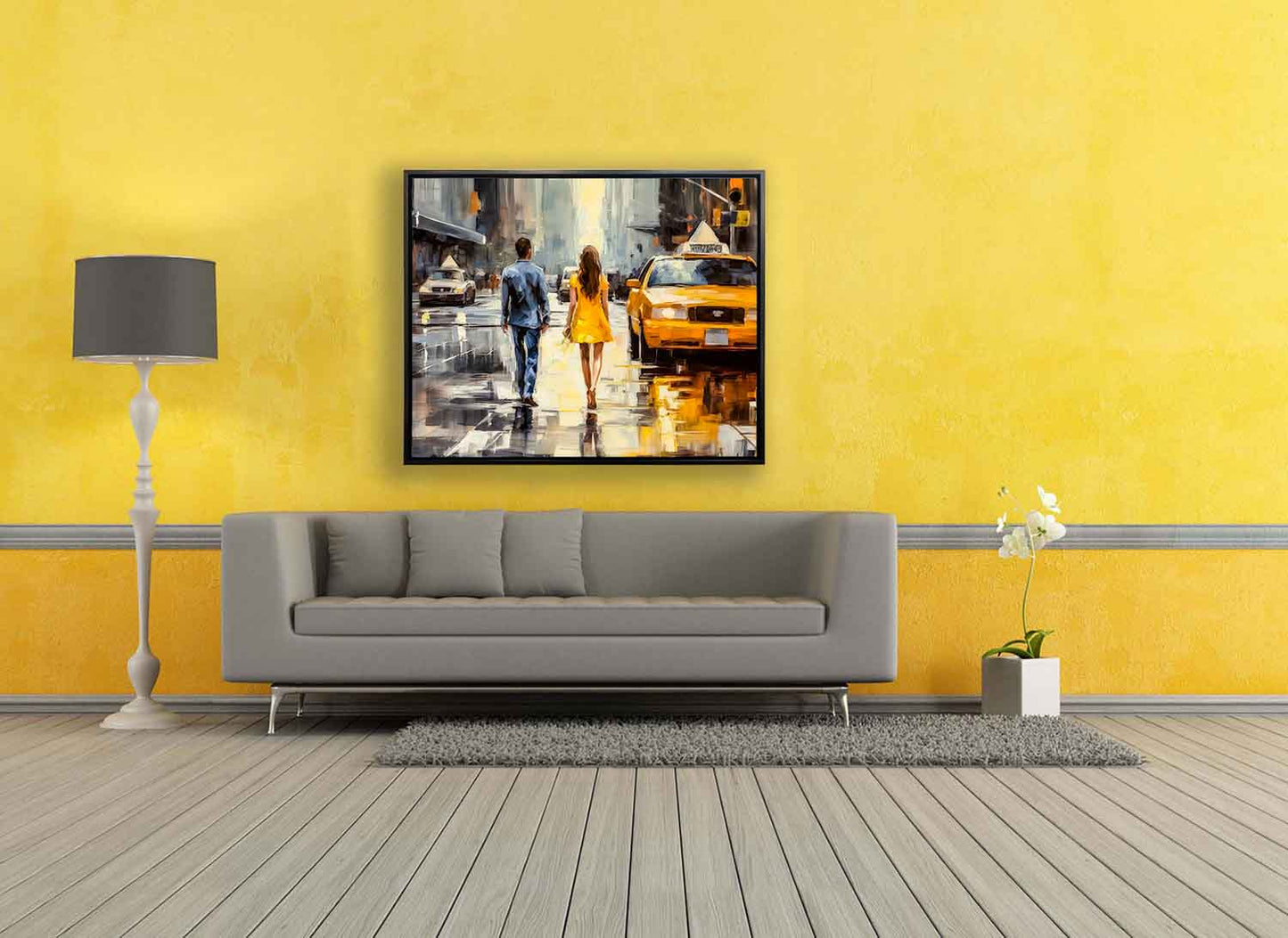 Couple in NY-Vintage Downtown New York-Canvas Print-Wall Art