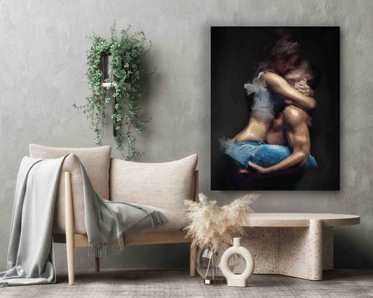 The couple in the shade. Canvas Wall Art.