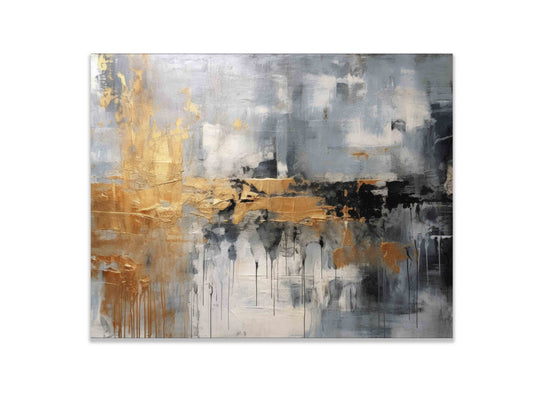 Autumn abstract canvas print-Minimalist art gold, beige, black and white