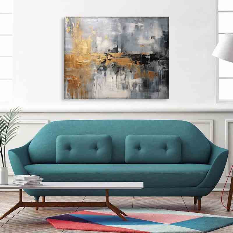 Autumn abstract canvas print-Minimalist art gold, beige, black and white