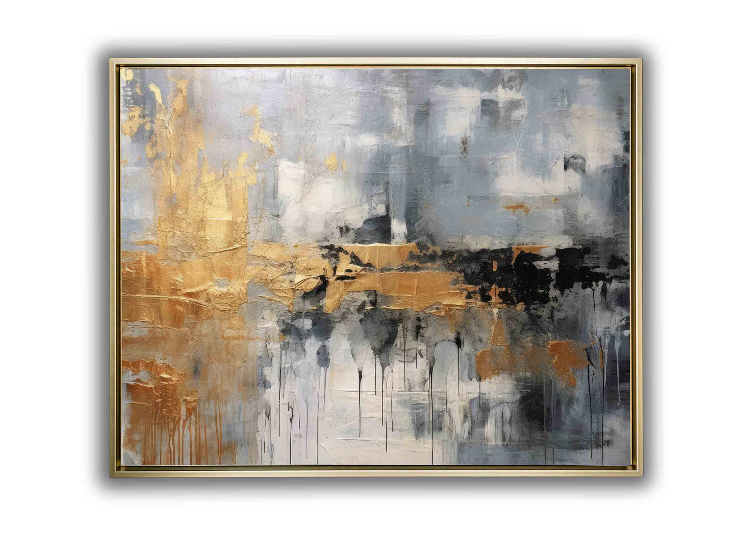 Autumn abstract canvas print-Minimalist art gold, beige, black and white
