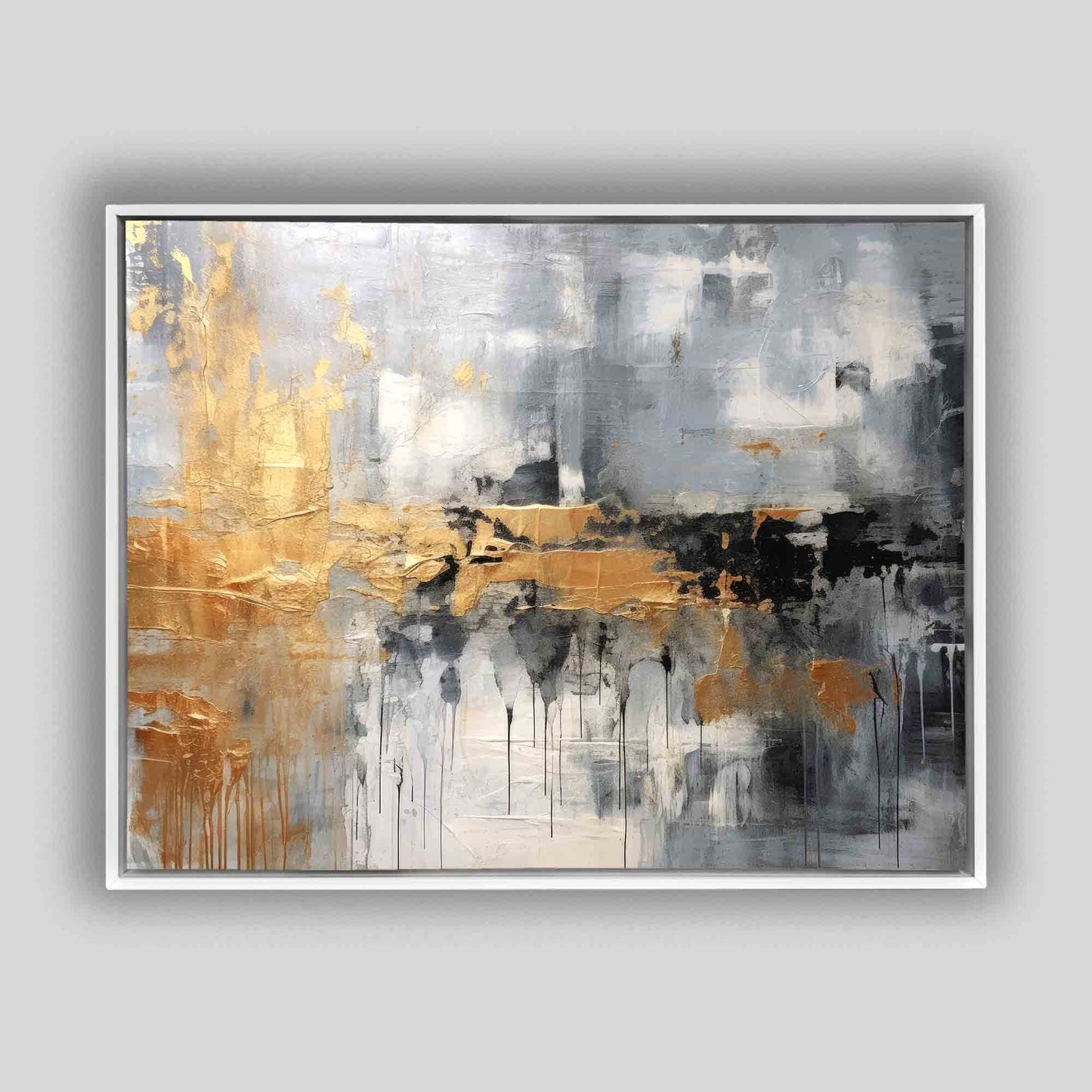 Autumn abstract canvas print-Minimalist art gold, beige, black and white