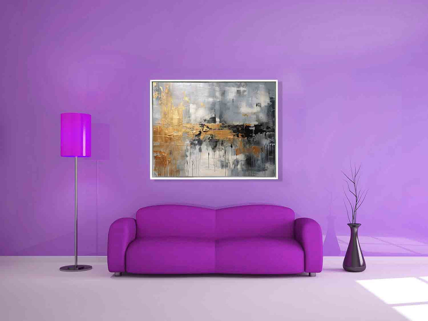 Autumn abstract canvas print-Minimalist art gold, beige, black and white