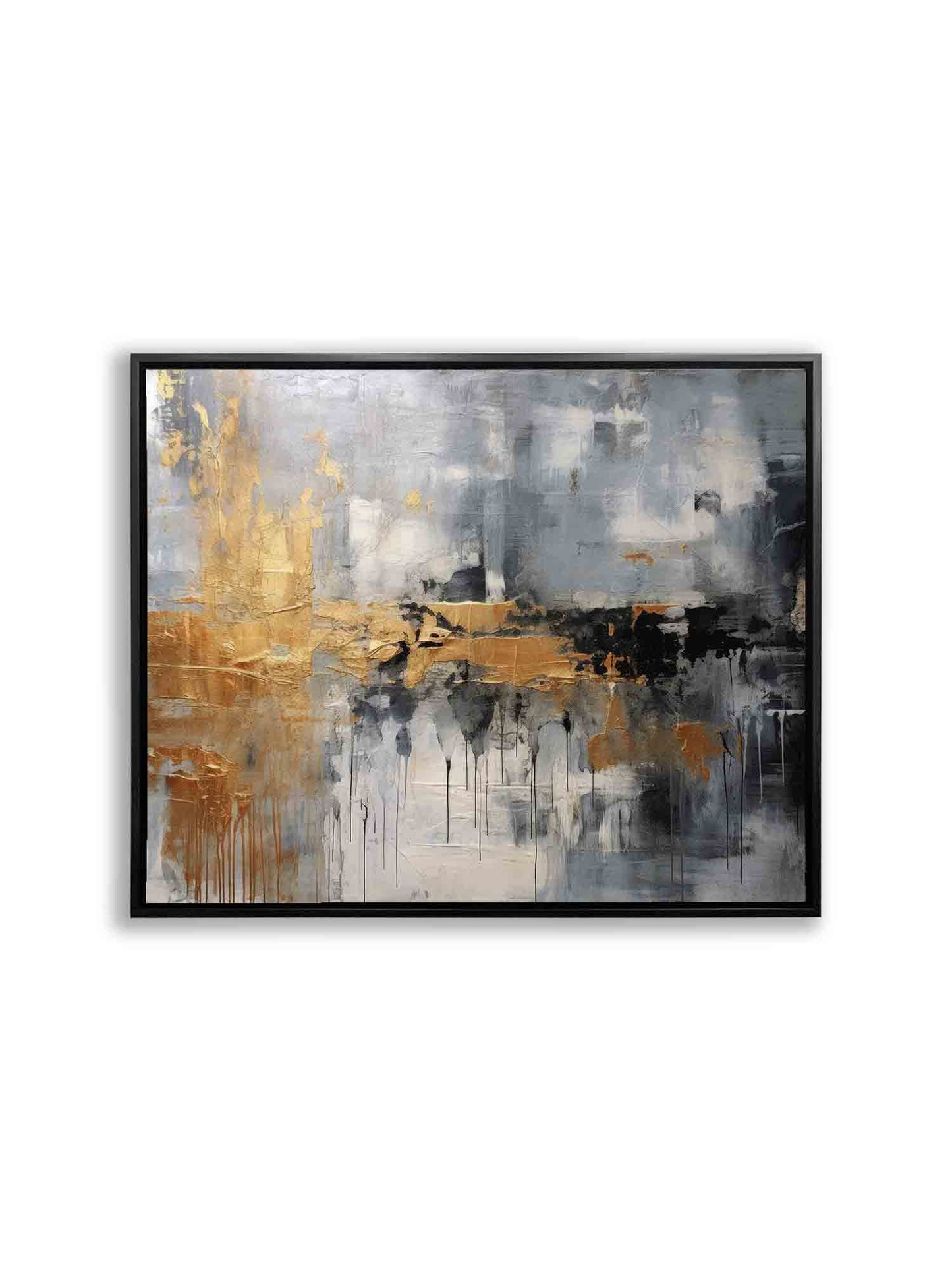 Autumn abstract canvas print-Minimalist art gold, beige, black and white