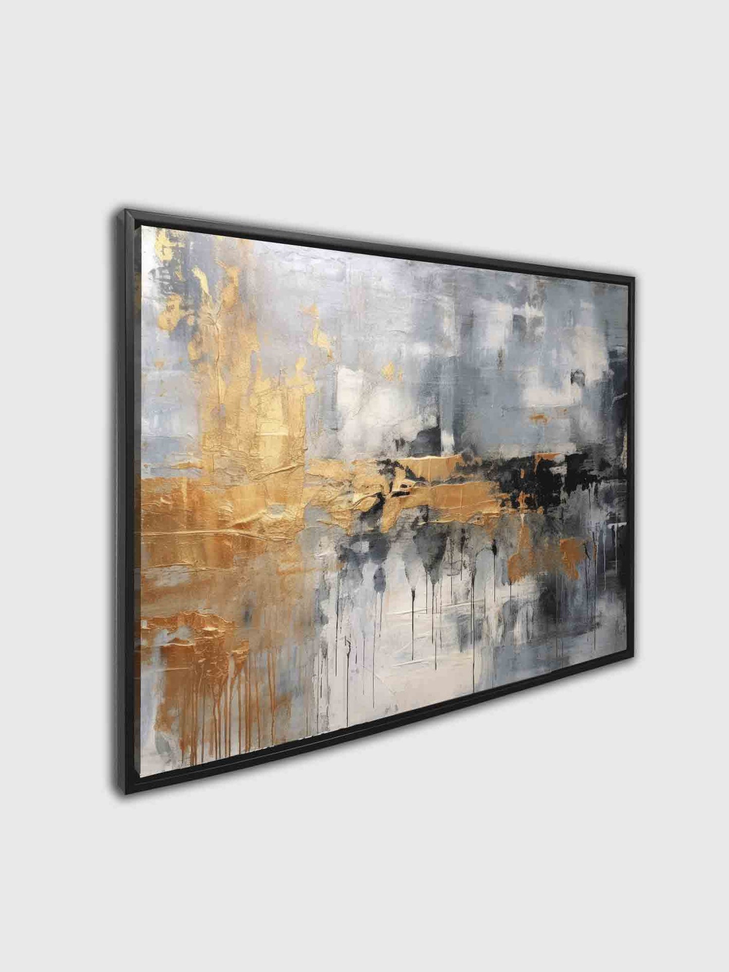 Autumn abstract canvas print-Minimalist art gold, beige, black and white