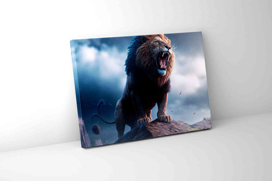 Wildlife Canvas Art-The Lion and the Storm