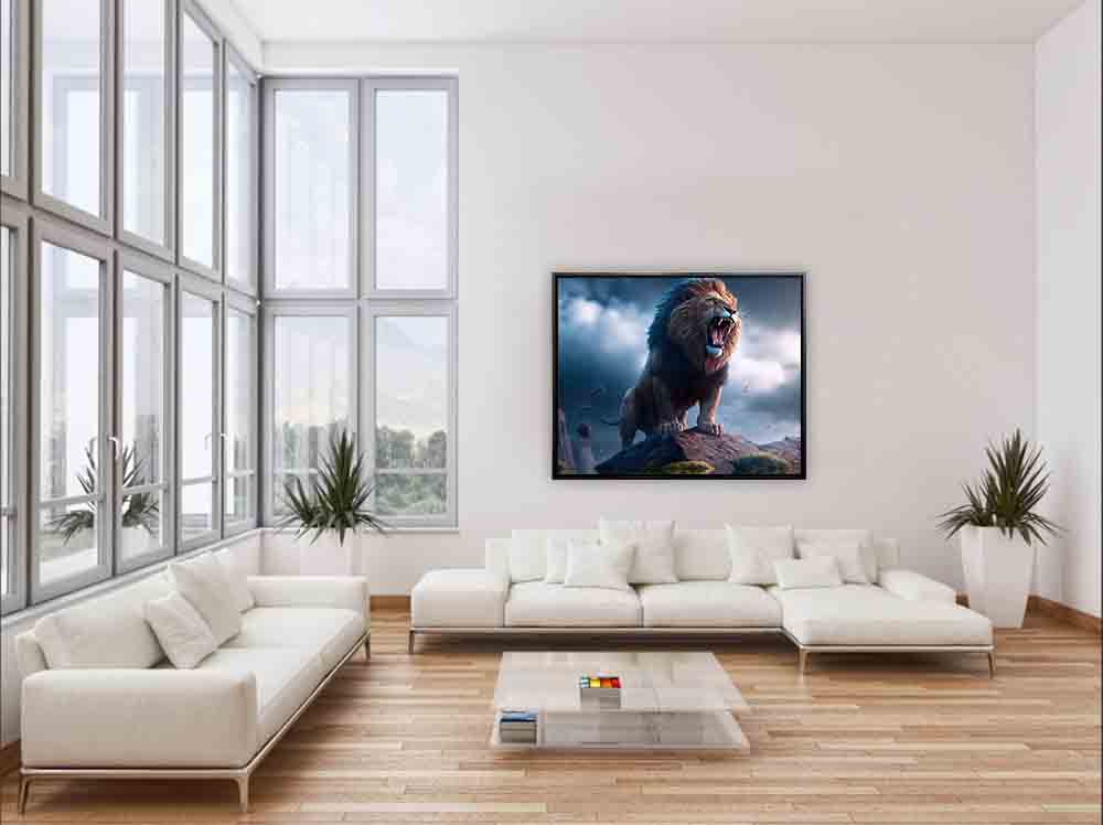 Wildlife Canvas Art-The Lion and the Storm