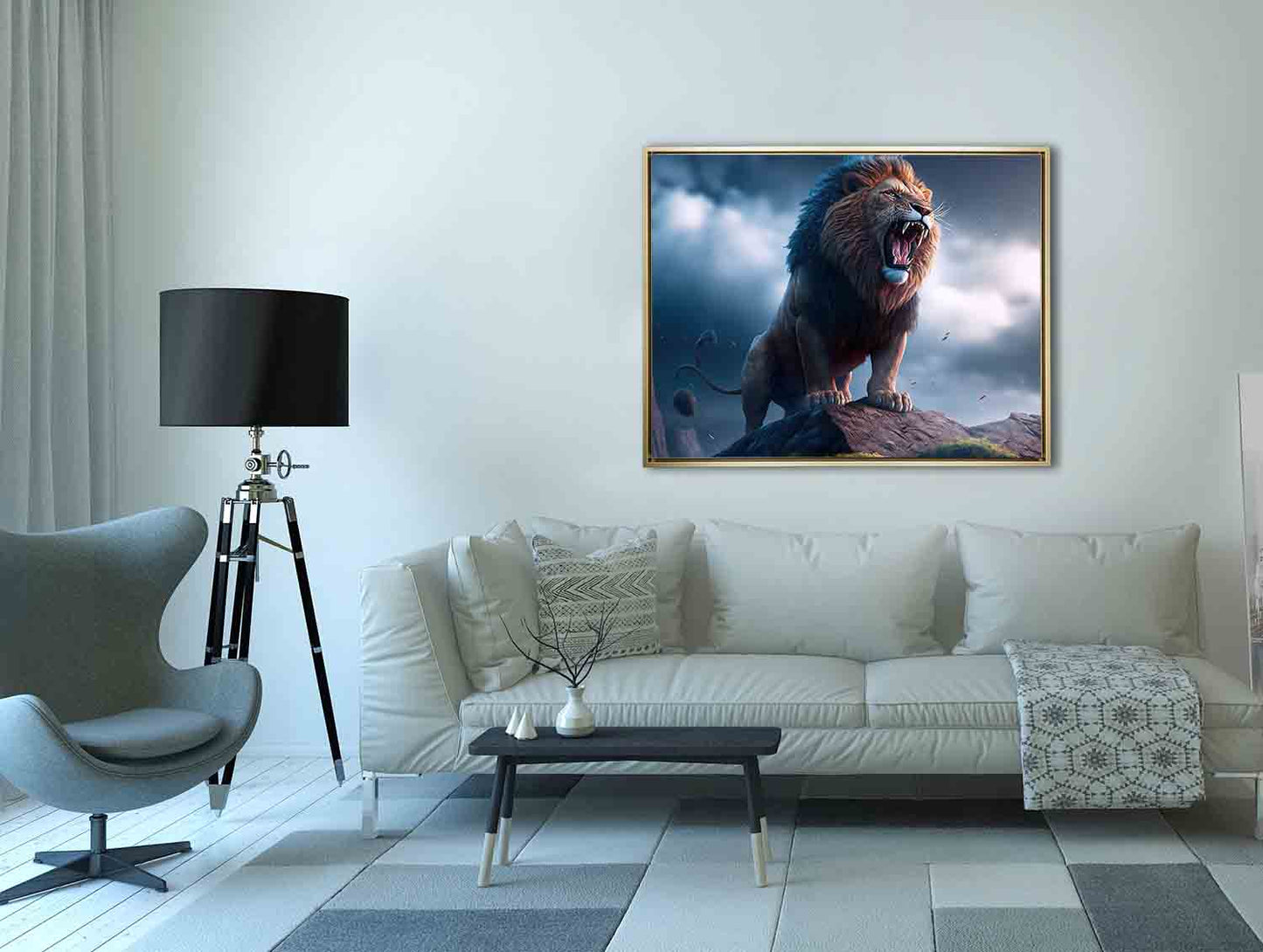 Wildlife Canvas Art-The Lion and the Storm
