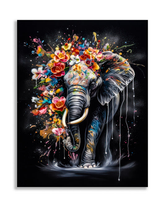 Wildlife Canvas Art -Colorful Elephants- WallDecor-RGB Vanish