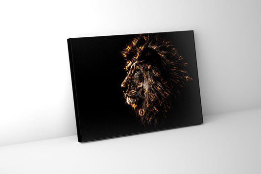Rich Gold Emblazoned Lion 48" x 36" Fine Art Canvas