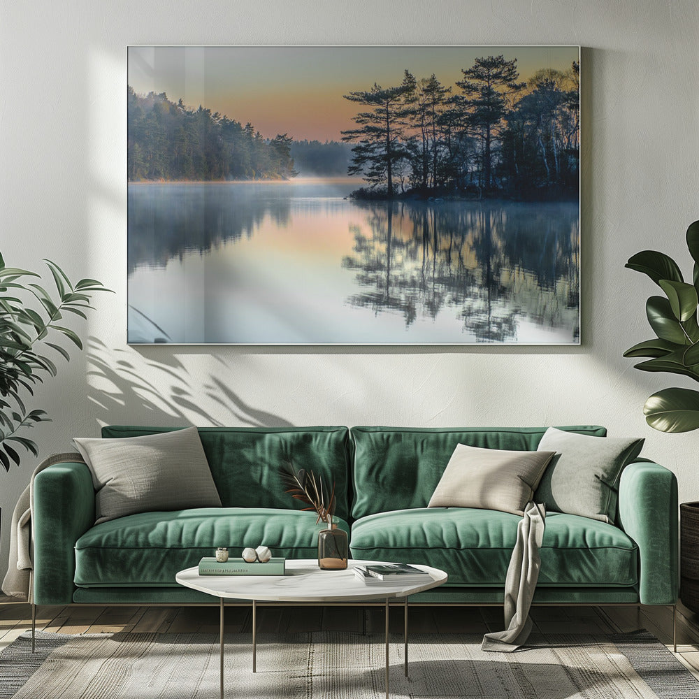 Artwork Before people wake20X16inches- White Frame