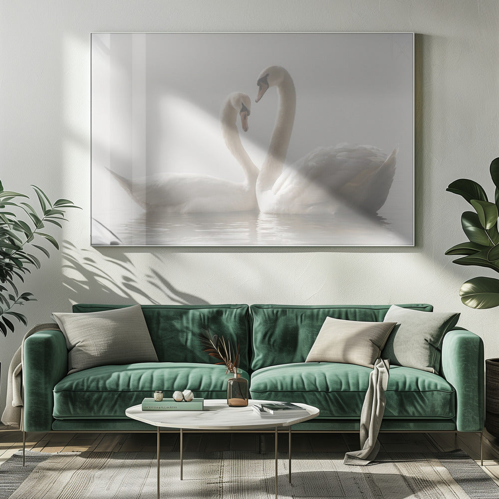 Artwork Forever. Swam20X16inches- White Frame