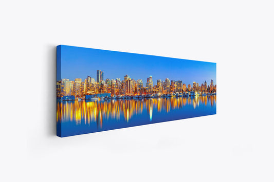 Downtown Vancouver at sunset- Skyline Wall Decor-RGB varnish