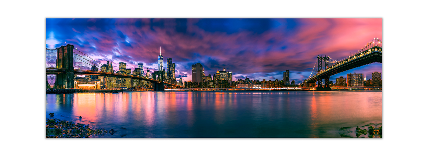 Canvas The East River and the Brooklyn Bridge-New York City landscape