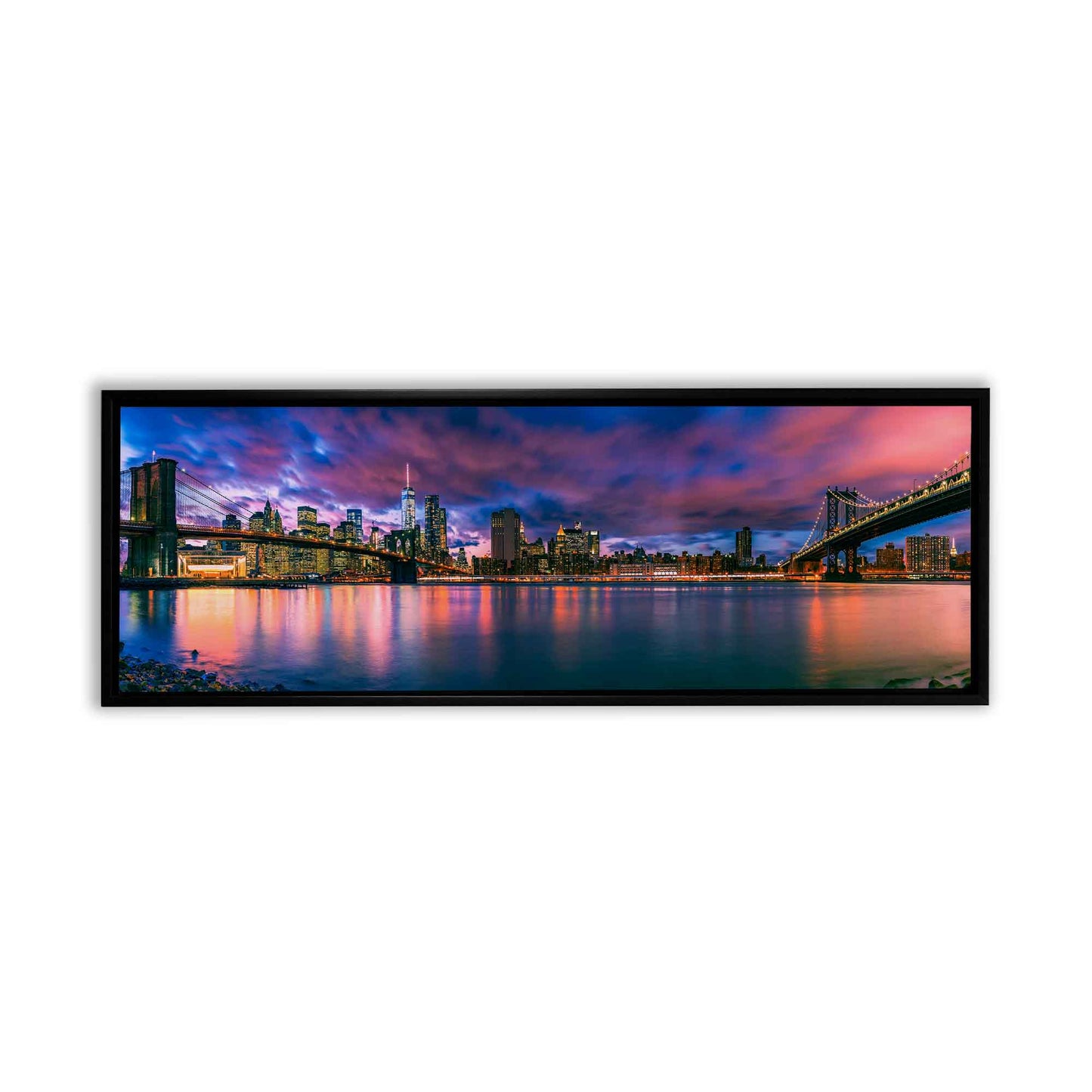 Canvas The East River and the Brooklyn Bridge-New York City landscape