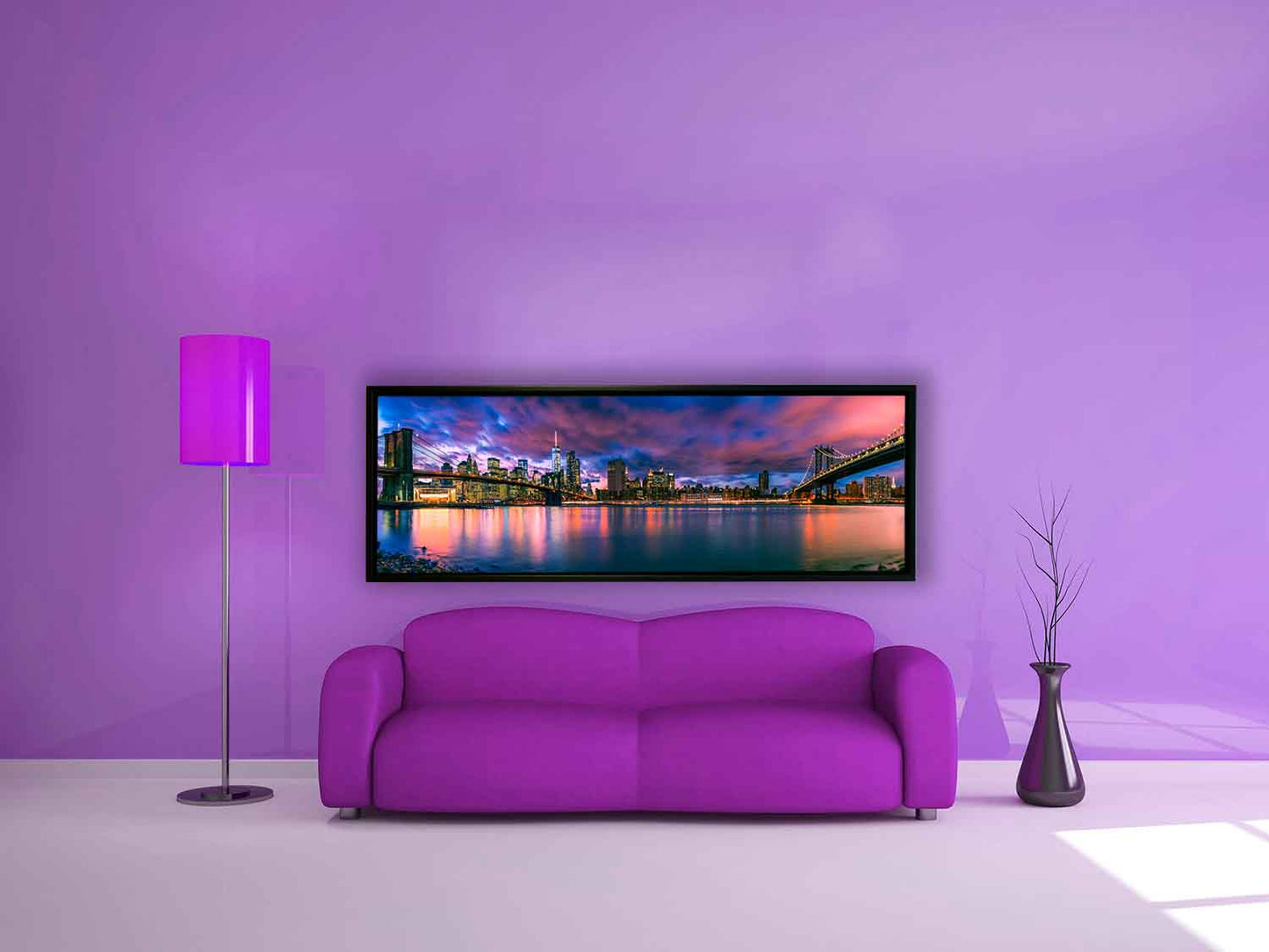 Canvas The East River and the Brooklyn Bridge-New York City landscape