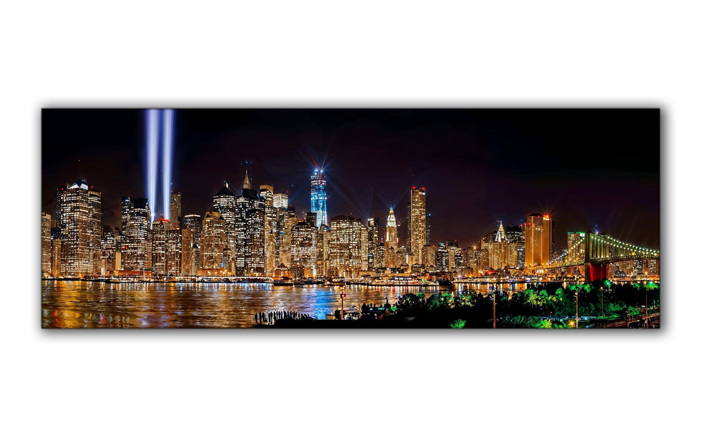 New York 9/11 Tribute Light-City skyline-Large Canvas Wall art