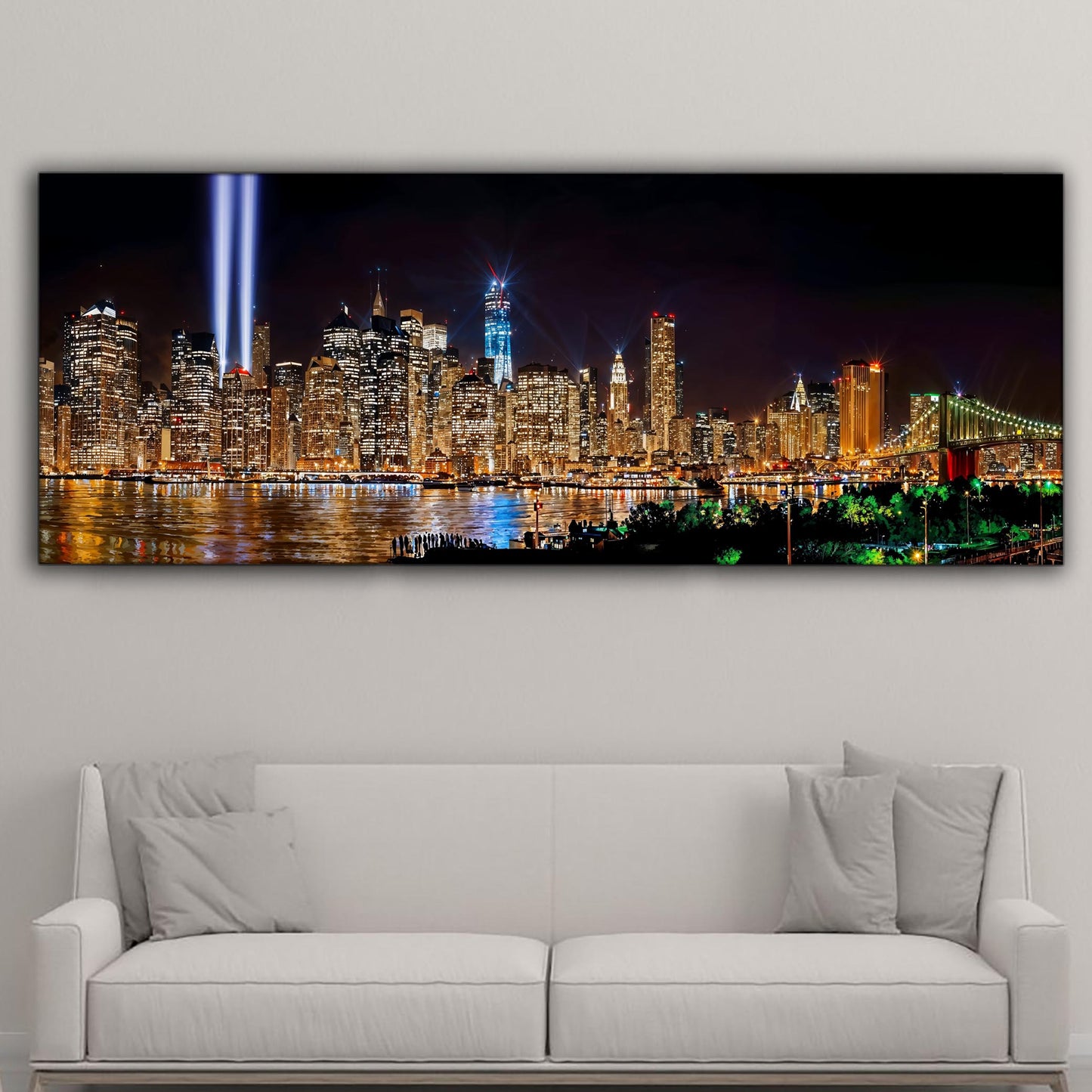 New York 9/11 Tribute Light-City skyline-Large Canvas Wall art