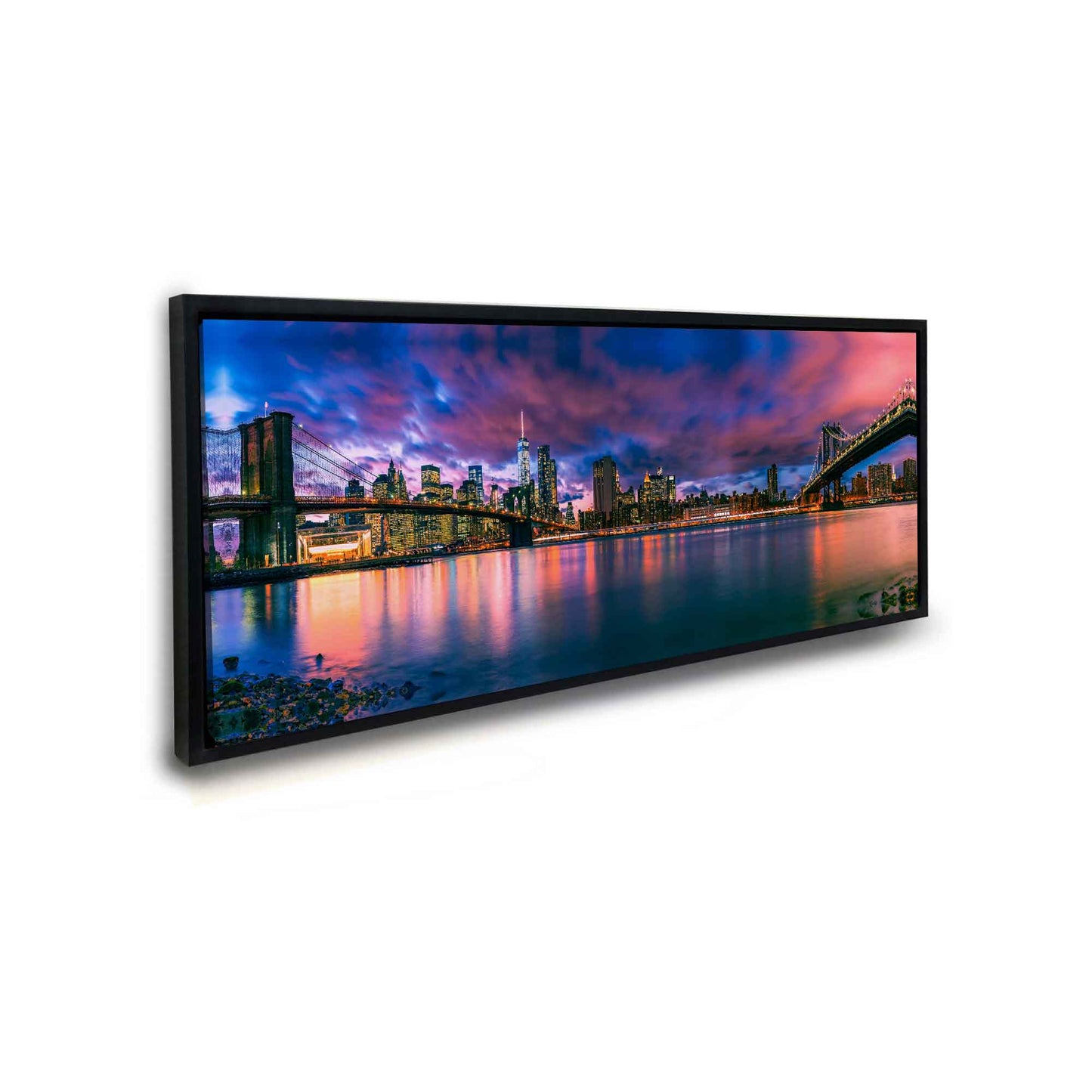 Canvas The East River and the Brooklyn Bridge-New York City landscape