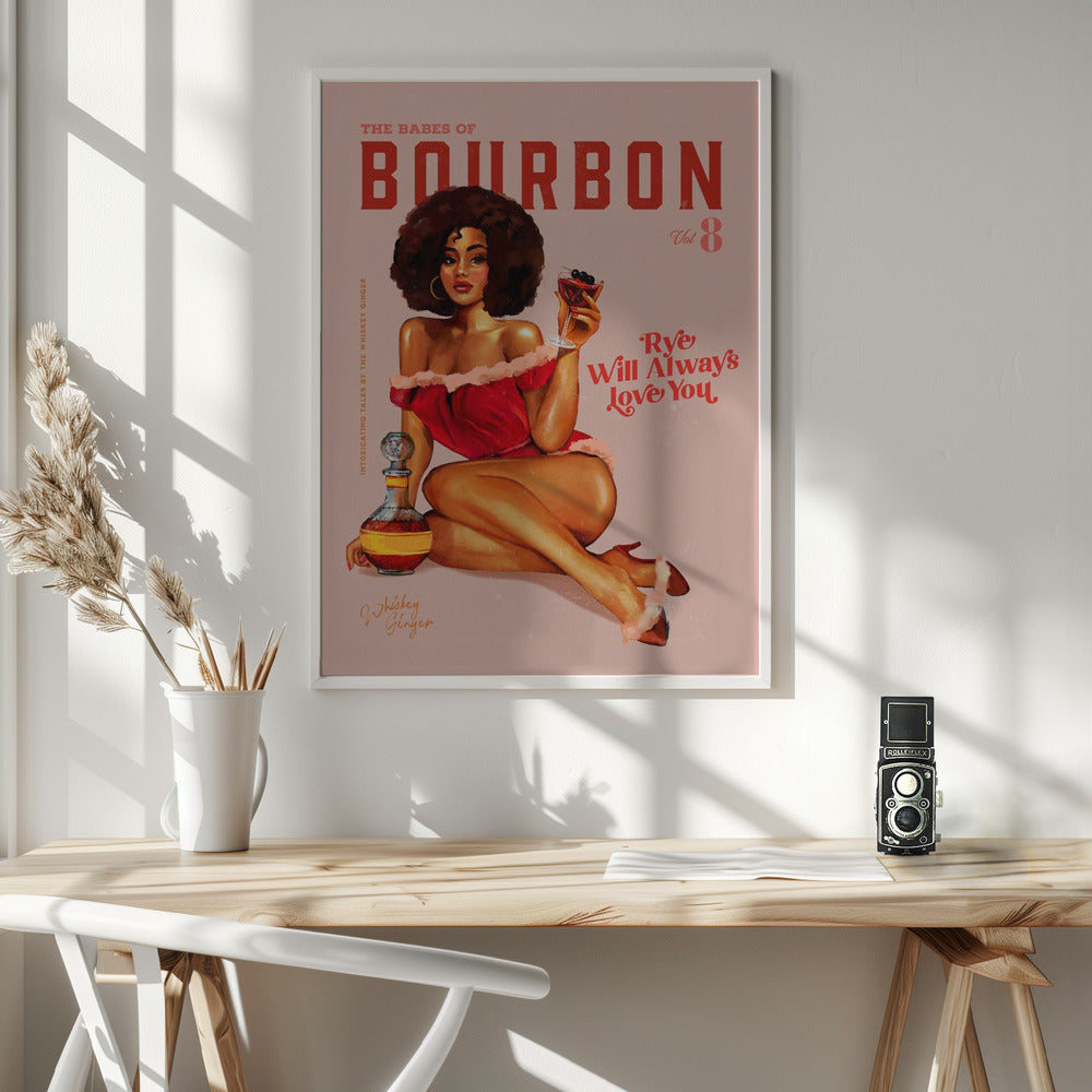 Babes of Bourbon Vol 8 in white floating frame