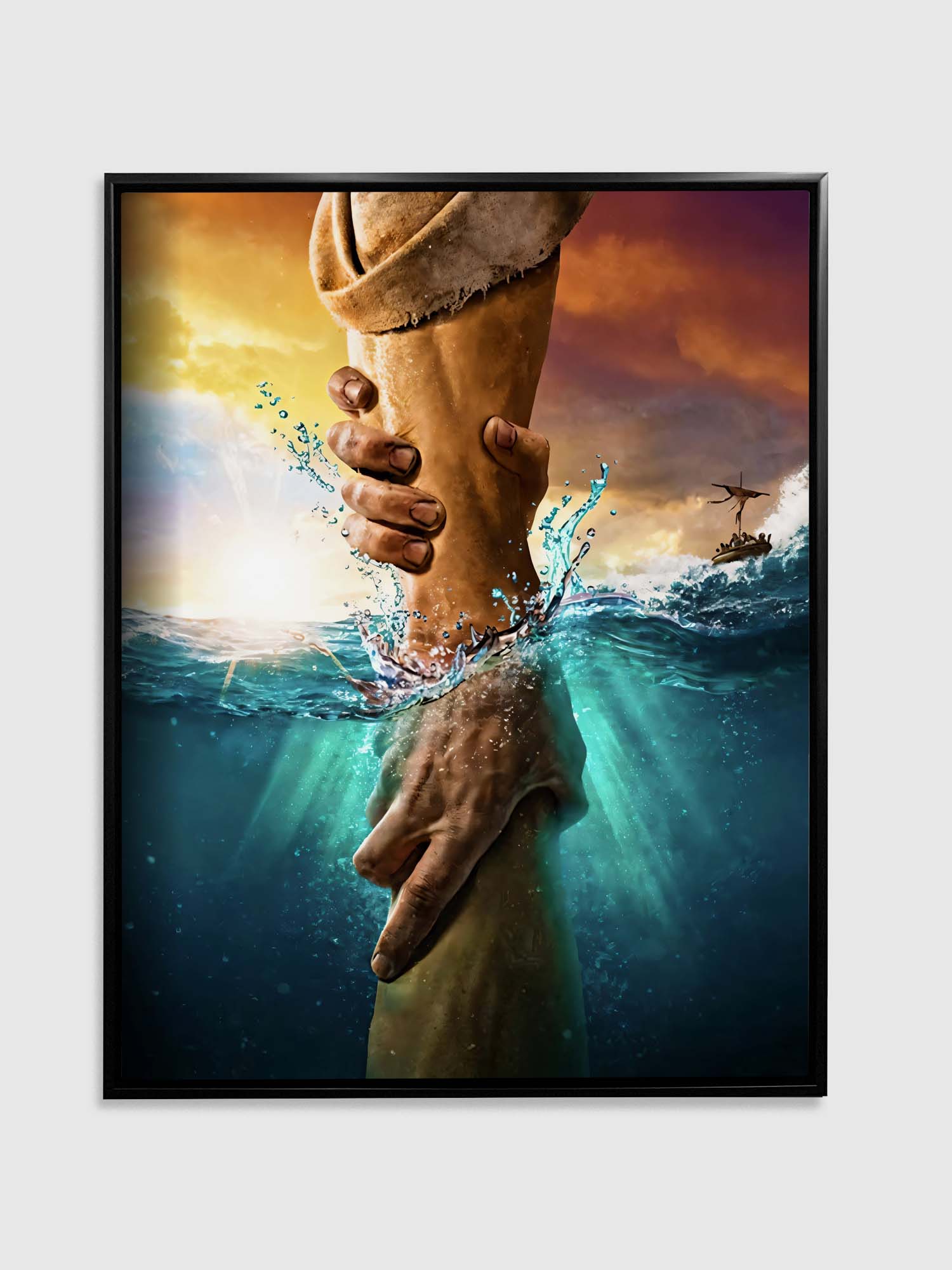 Hand of God- Wall Art in black floating Frame