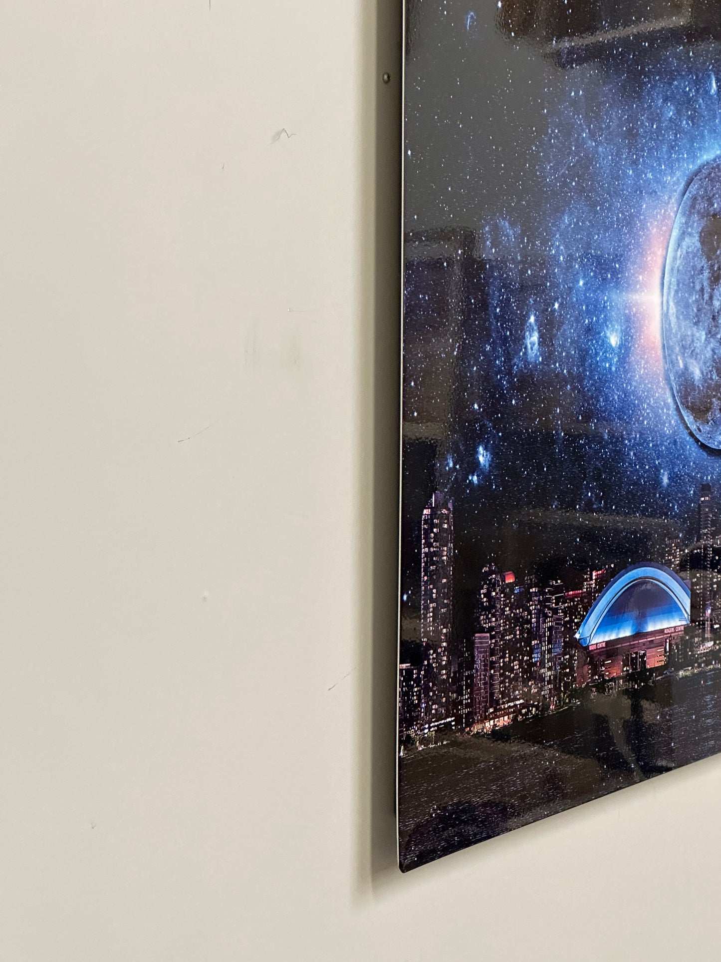 Metal aluminum print-Toronto, dark moon with CN Tower-Limited Edition