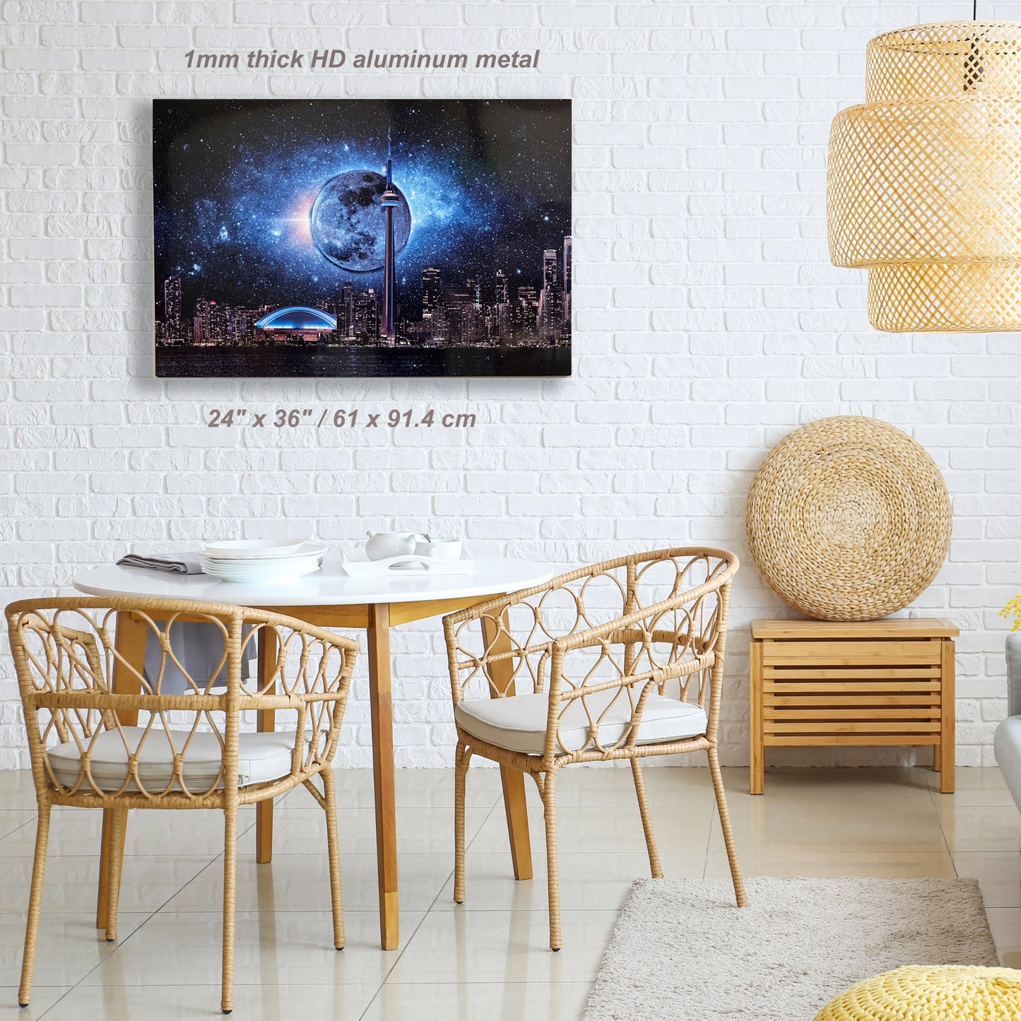 Metal aluminum print-Toronto, dark moon with CN Tower-Limited Edition