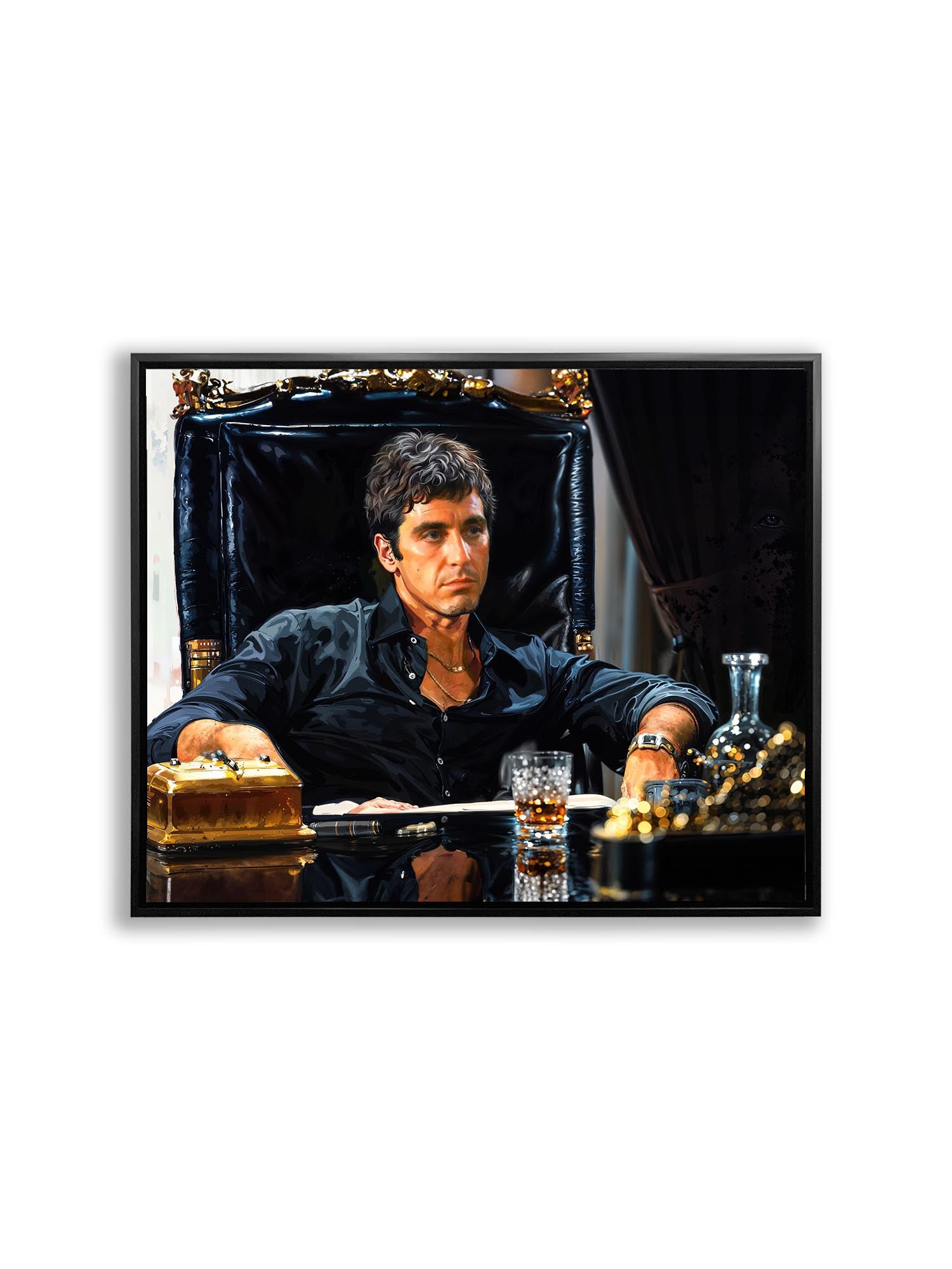 sample wall art Scarface art black floating frame