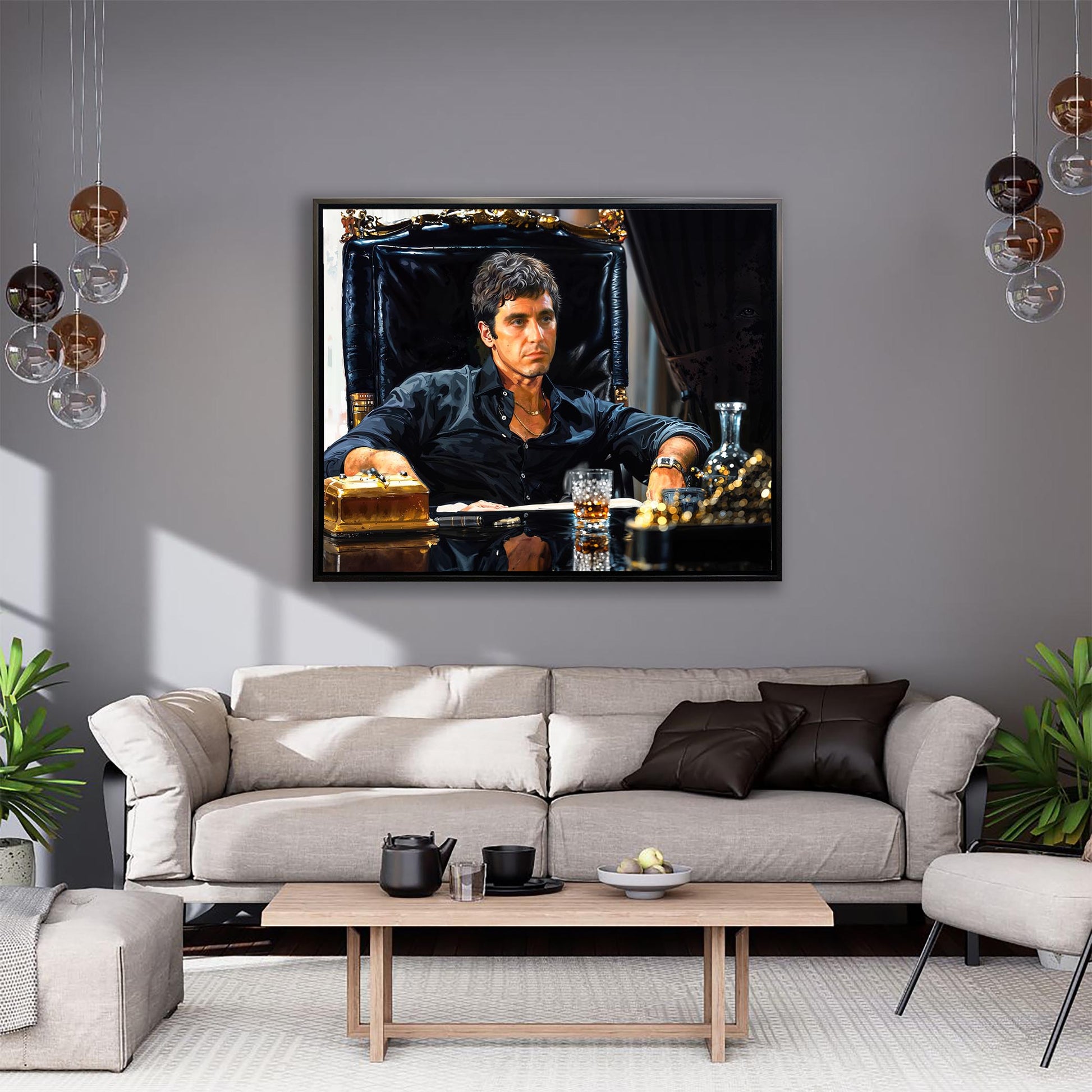 Wall art Scarface art in black Floating Frame