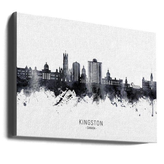 Wall art Kingston Canada Skyline-36X24inches-Gallery Wrapped (Ready to Hang)
