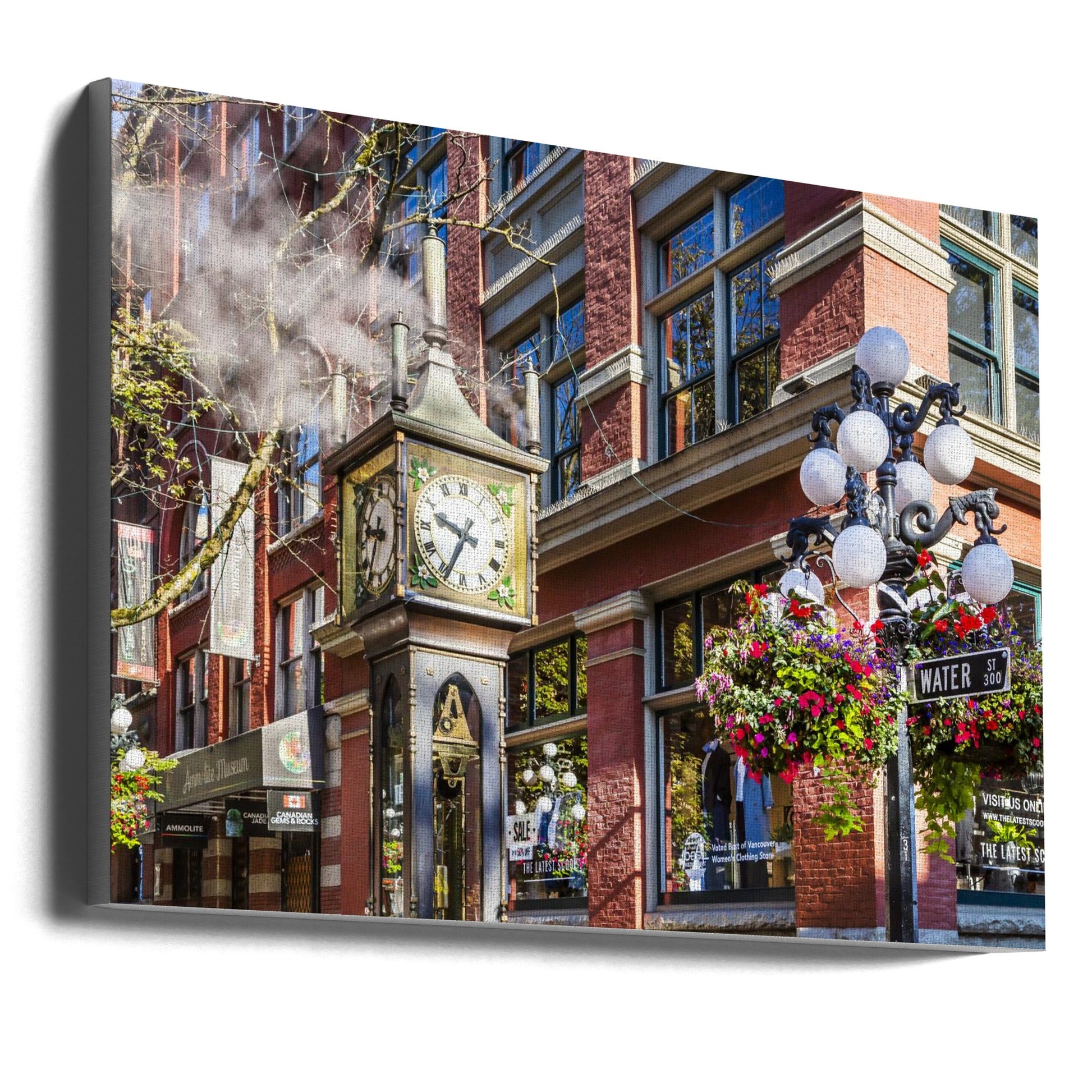 Wall art Historic Gastown Steam Clock in Vancouver-36X24inches-Gallery Wrapped (Ready to Hang)