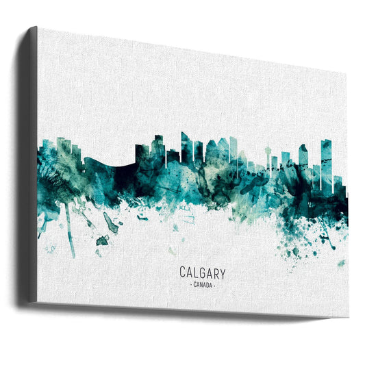 Wall art Calgary Canada Skyline-36X24inches-Gallery Wrapped (Ready to Hang)